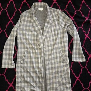 Melloday Plaid Cardigan Knee Length Brown Womens Size Large